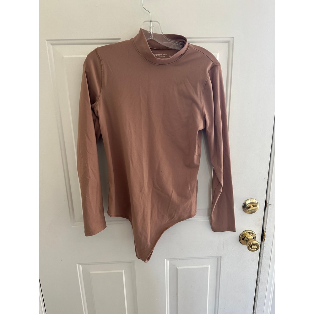 Abercrombie & Fitch Soft AF Collection Mock Neck Long Sleeve Bodysuit Brown L